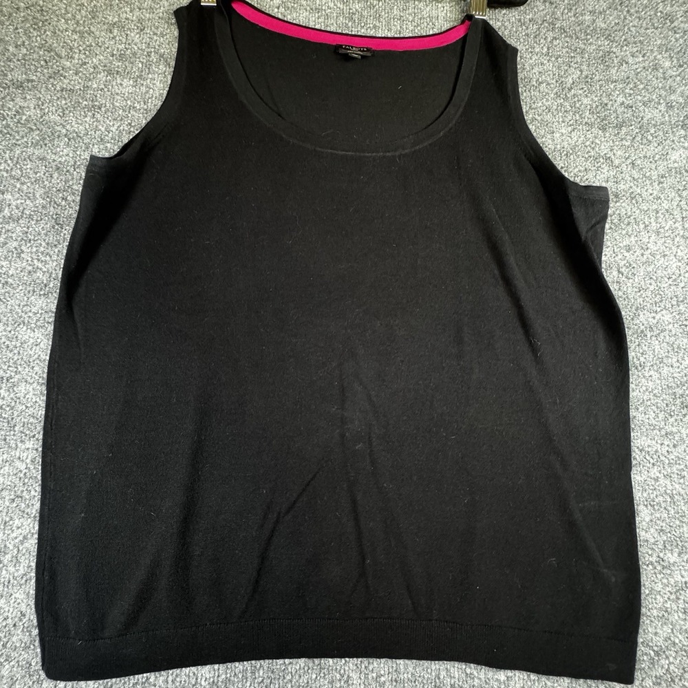 Talbots Woman 1X Sleeveless Knit Shell Tank Top Pima Cotton Black Sweater